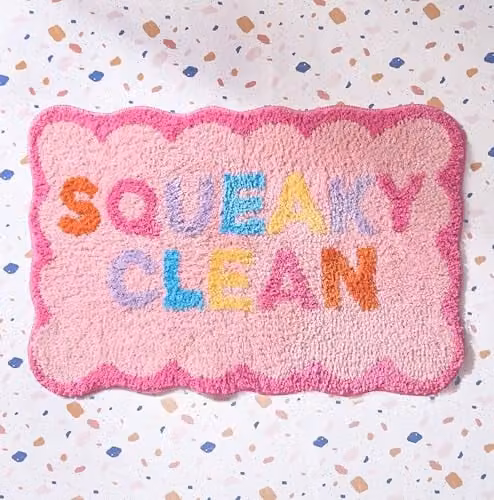 OHS Non-Slip Absorbent Quick-Drying Bath Mat in Pink, W/D: 75 x 45 cm – 1