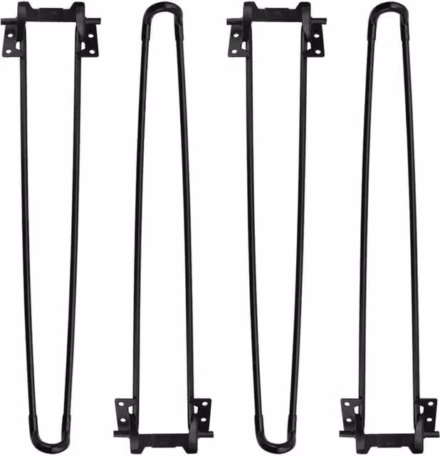 Nordara 4-Piece Set of Black Matt Steel Folding Table Legs, H: 52 cm x W: 32 cm