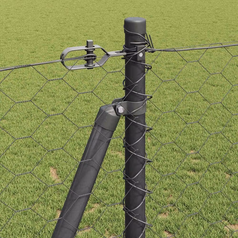 Berkfield Home Grey Steel Hexagon Fence, H: 120 cm x W: 10 m – 3