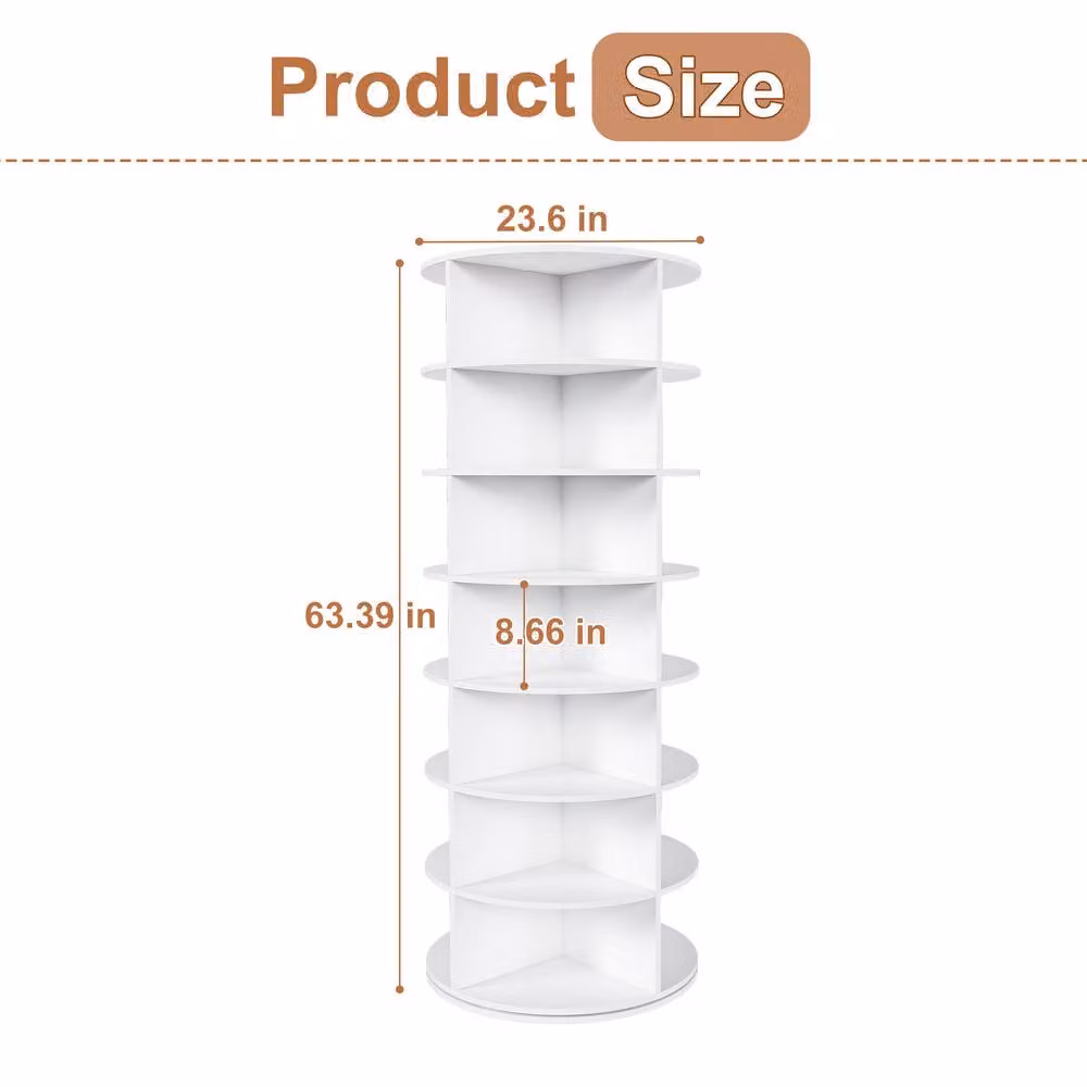 Rolipo 7-Tier White Rotating Shoe Rack Tower for 28 Pairs – 2