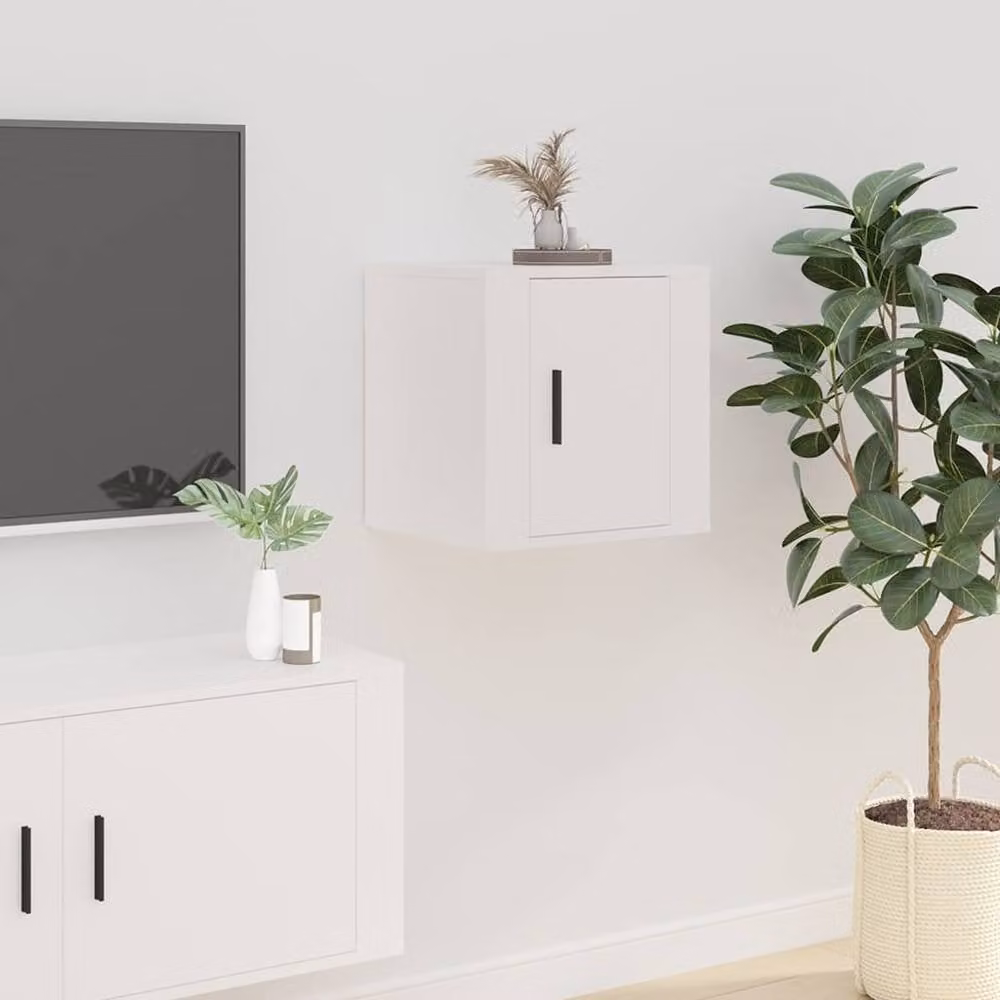 Berkfield Home Wall Mounted TV Cabinet in White, W: 40 cm, D: 34.5 cm, H: 5 cm – 2