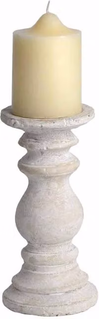 Lemon Pavilion Furniture and Decor Antique Stone Candle Holder in Beige, W: 10 cm, D: 10 cm, H: 20 cm