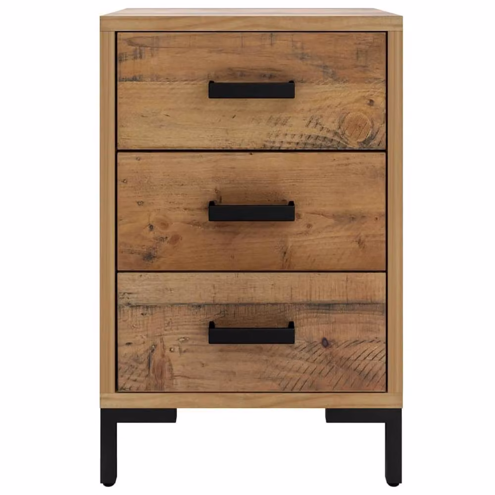 Berkfield Home Vintage Brown Solid Pinewood Bedside Cabinet W/D/H: 36 x 30 x 54 cm – 3