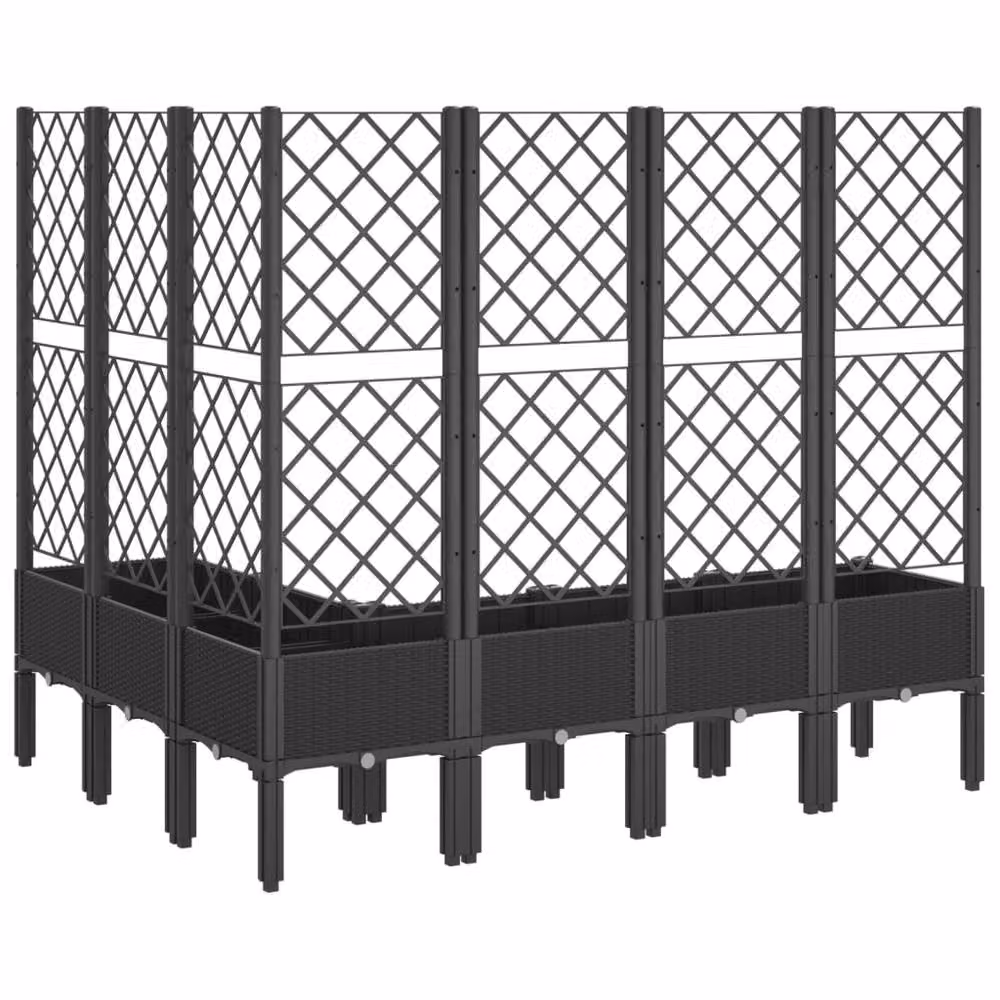 Berkfield Home Garden Planter with Trellis in Black, W/D/H: 160 x 120 x 142 cm – 5