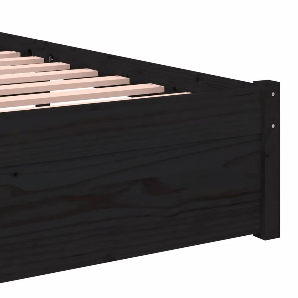 Berkfield Home Small Single Solid Wood Bed Frame in Black, W: 75 cm, L: 190 cm – 4