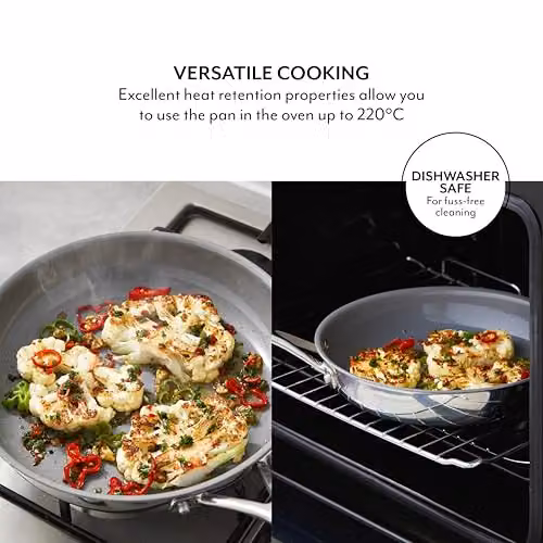 Sur La Table Tri-Ply Ceramic Frying Pan, Grey Stainless Steel, 28 cm – 4