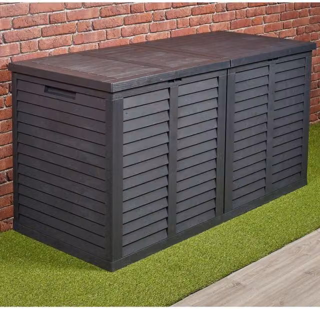 URBNLIVING Waterproof Plastic Garden Storage Box, 750L, Black