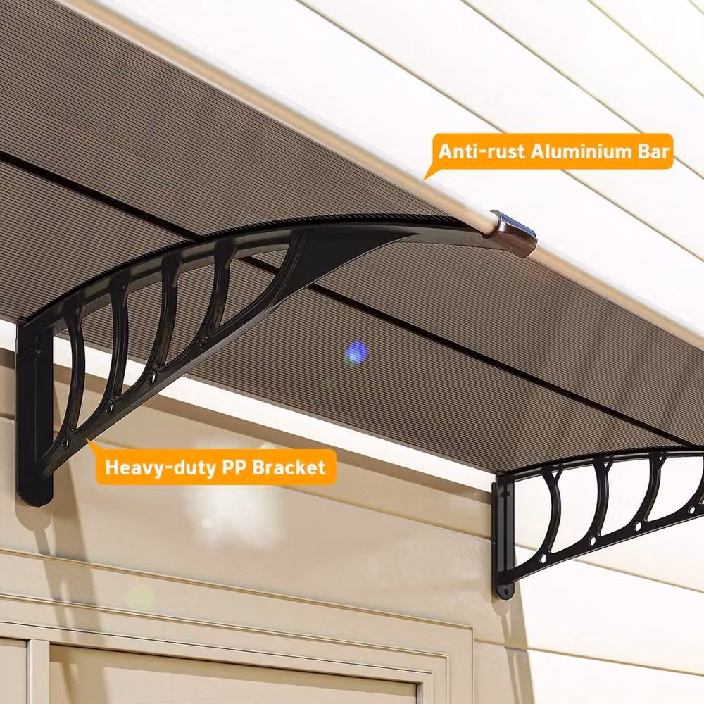 NESTLUNE Grey Polycarbonate Outdoor Door Canopy Awning Rain Shelter, W: 100 cm, D: 15 cm – 4