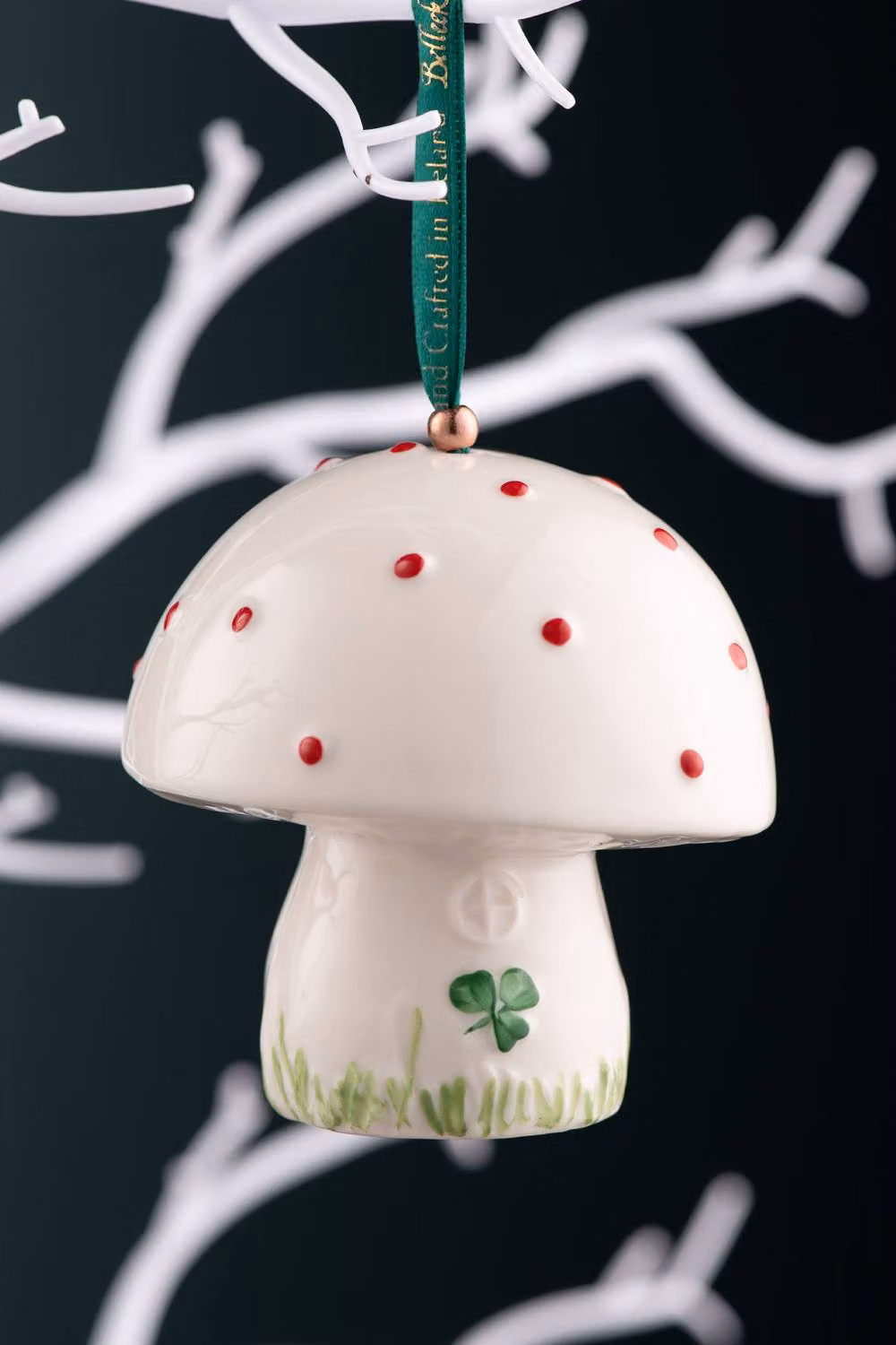 Belleek Classic Porcelain Toadstool Hanging Ornament in White – 3
