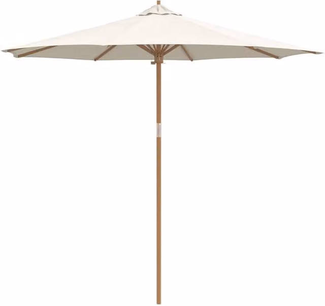 Berkfield Home Cream White Garden Parasol with Bamboo Frame, W: 270 cm, D: 260 cm – 1