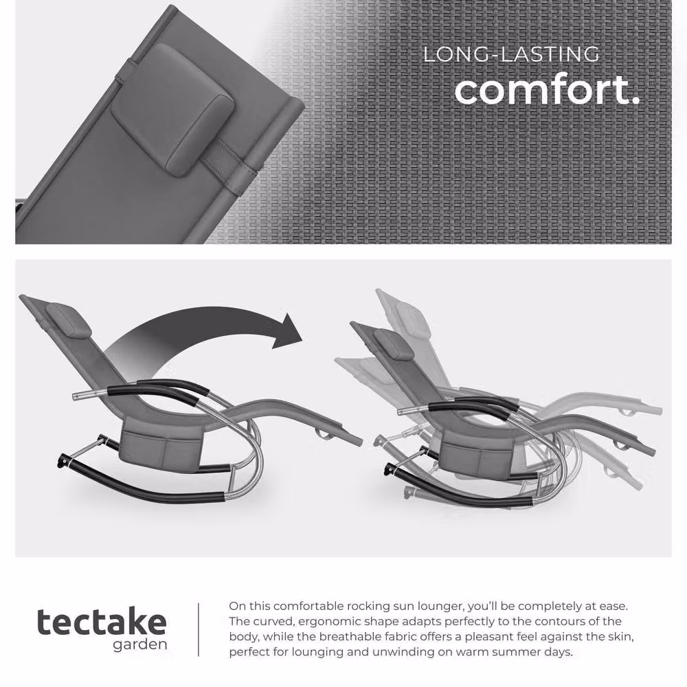 tectake Taya 2 Seater Sun Lounger in Grey and Black – 4