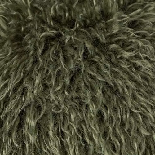 Furn Rowan Faux Fur and Velvet Decorative Cushion, Beige or Green, W/D/H: 50 x 50 x 50 cm – 3