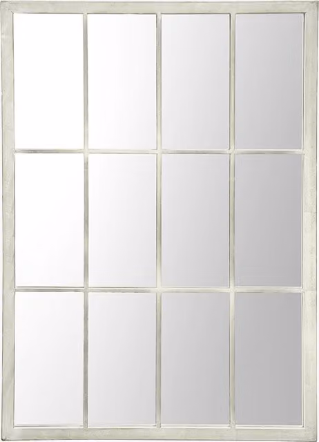 Perch & Parrow Rhys Industrial Rectangular Outdoor Mirror in Grey and White Metal and Glass