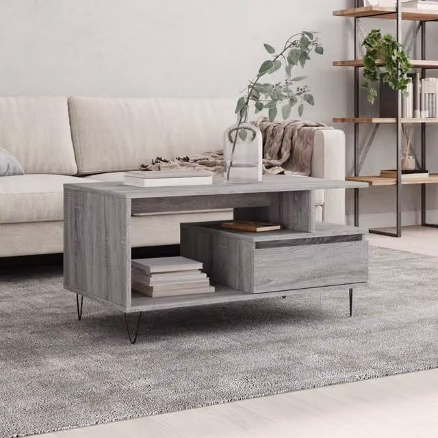 Berkfield Home Modern Grey Sonoma Coffee Table with Lift Mechanism, W: 90 cm, D: 49 cm, H: 45 cm