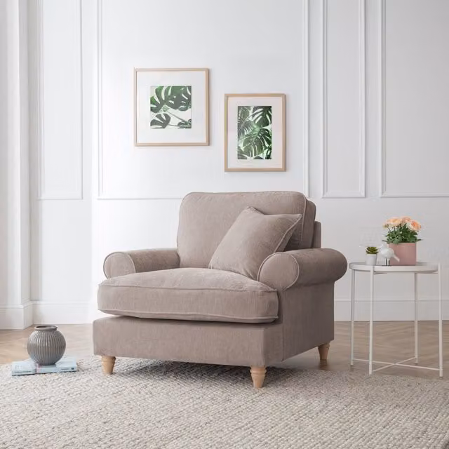 The Great Sofa Company Ezra Textured Velvet Armchair in Beige
