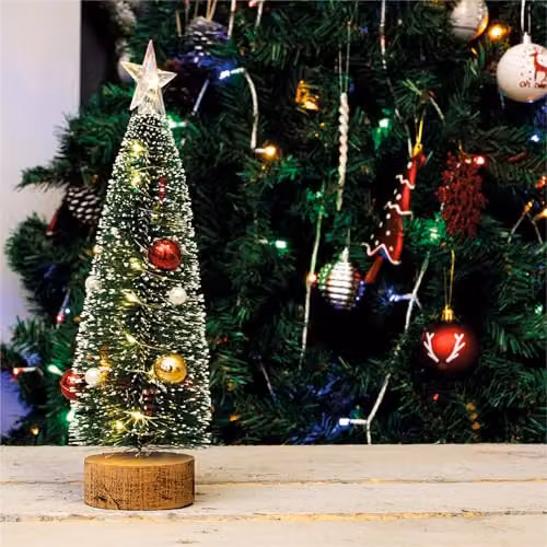 St Helens Home and Garden Battery Powered Light Up Mini Tabletop Christmas Tree in Green with Red and Gold Baubles – 4