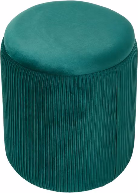 Livingandhome Modern Cylindrical Velvet Upholstered Storage Ottoman in Green