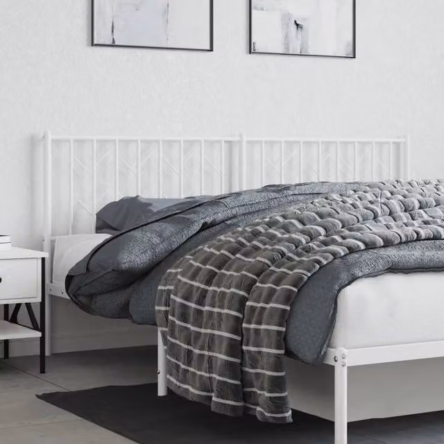 Berkfield Home Modern Metal Headboard in White – 1