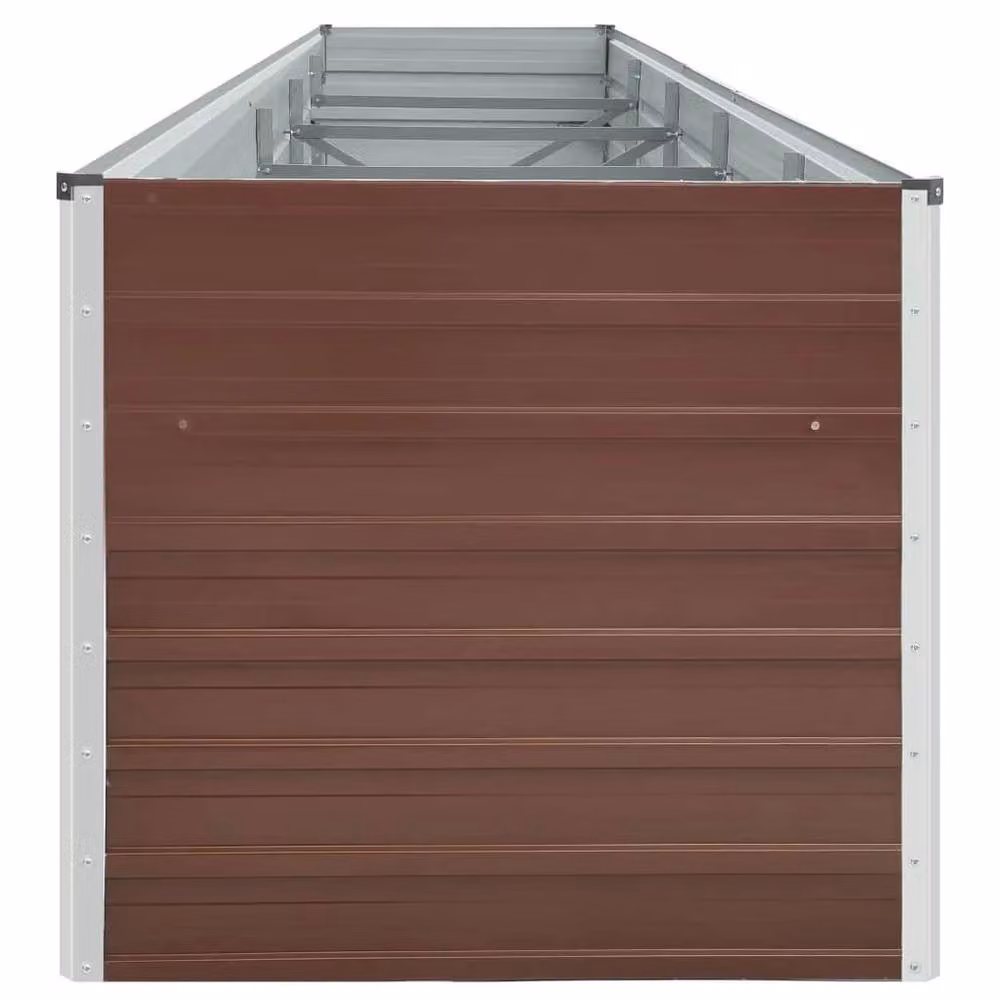 Berkfield Home Garden Brown Galvanised Steel Raised Bed W: 400 cm, D: 80 cm, H: 45 cm – 3