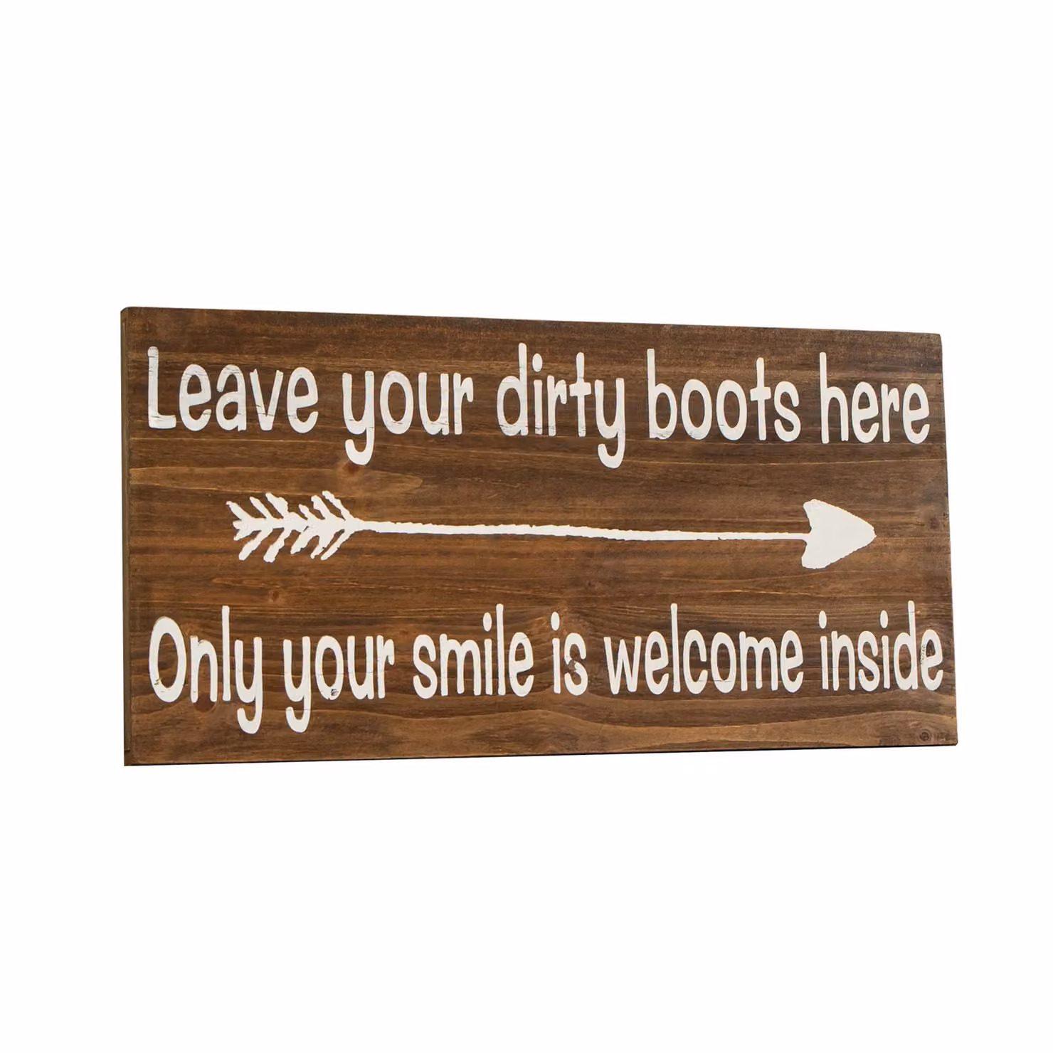 Samuel Alexander Rustic Wood Hanging Wall Plaque in Brown and White, W: 60 cm, H: 30 cm – 3