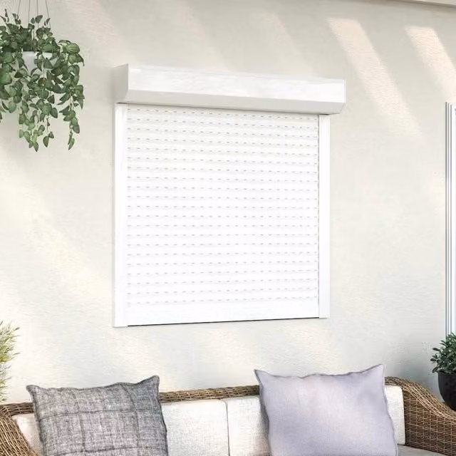 Berkfield Home Manual Aluminium Roller Shutter, White, W: 100 cm, H: 100 cm