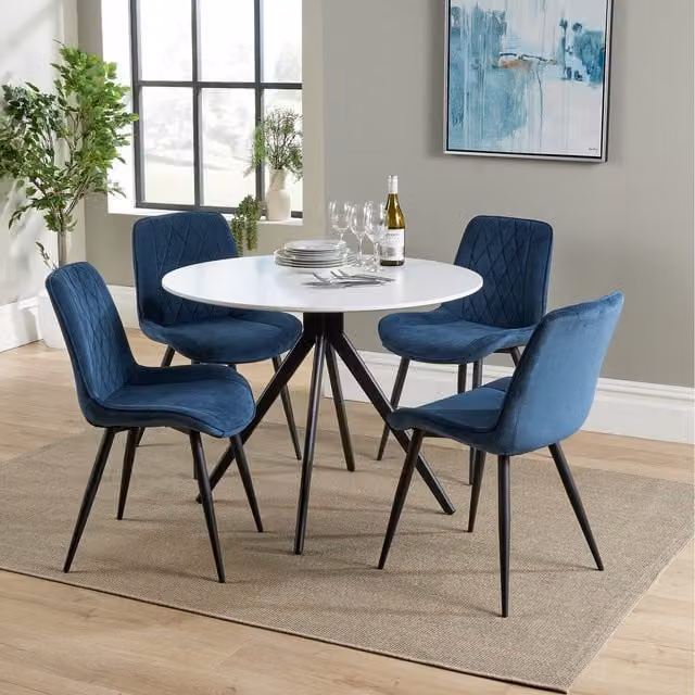 Core Products Ltd Aspen 100cm Round Dining Set with 4 Chairs in Blue