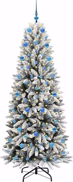 Berkfield Home Green Artificial Christmas Tree with 300 White LEDs, W/D/H: 78 x 78 x 210 cm – 1