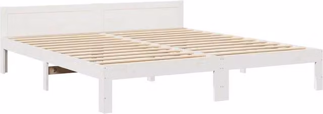 Berkfield Home Solid Wood Pine Bed Frame, White, W/D/H: 160 x 200 x 203.5 cm
