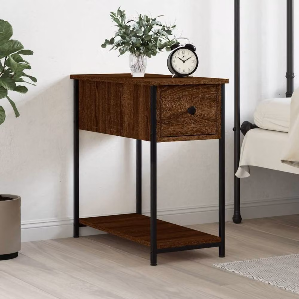 Berkfield Home Durable Bedside Cabinet in Brown Oak, W/D/H: 60 x 30 x 60 cm – 2