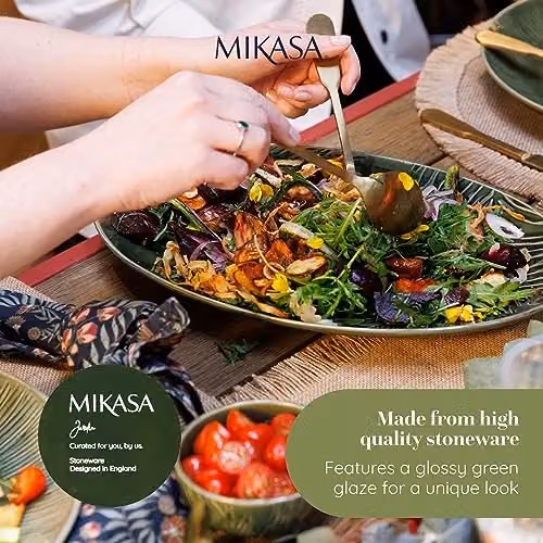 Mikasa Jardin Green Stoneware Oval Serving Platter – 4