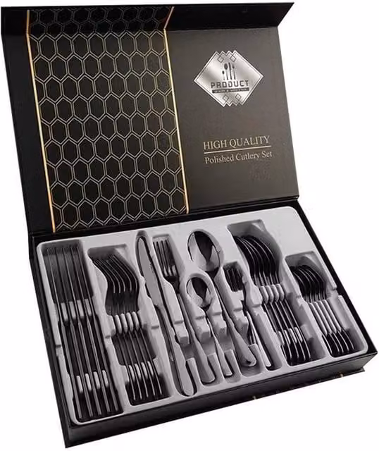SPETLEK 30-Piece Black Coated Stainless Steel Cutlery Dinner Set – 1