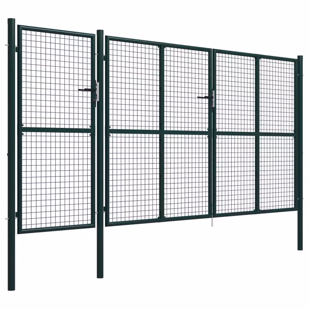 Berkfield Home Durable Steel Garden Gate, Green, W: 400 cm, H: 150 cm – 2