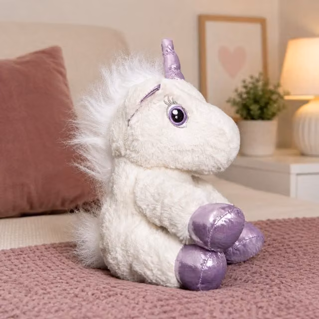 Samuel Alexander White Plush Unicorn with Purple and Pink Details, Height: 24 cm – 1