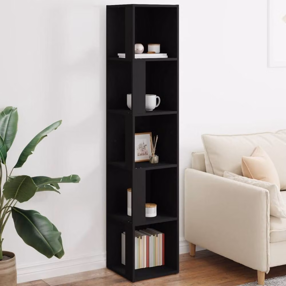 Berkfield Home Modern Corner Cabinet in Black, W/D/H: 33 x 33 x 164.5 cm – 2