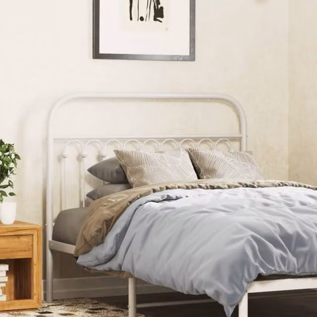 Berkfield Home Classic Metal Headboard, White, Width: 107 cm