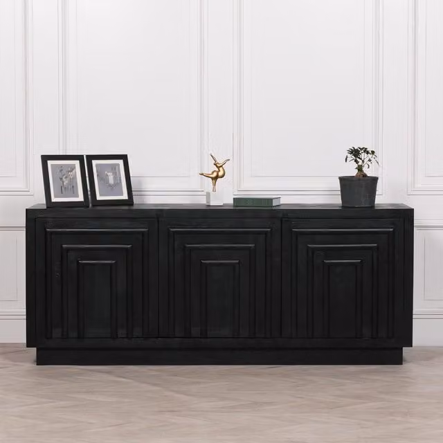 Glasstone Black Matt Wooden Contemporary Geometric Sideboard