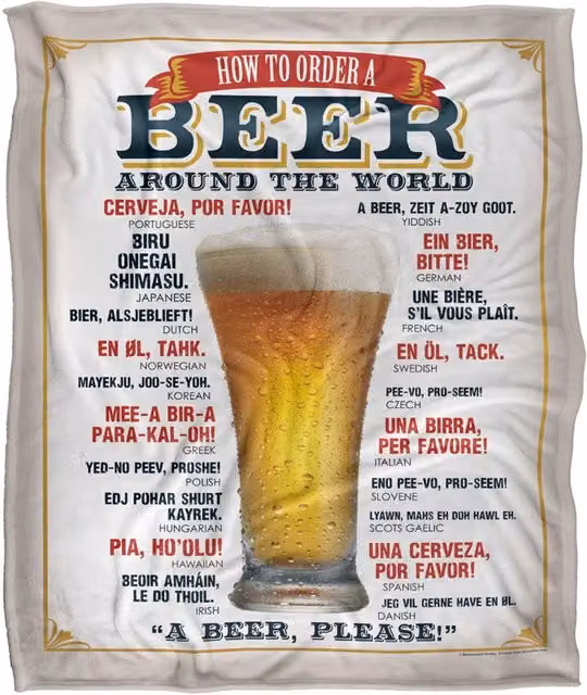 Retrorocket Studio Beer Around The World Silky Touch Super Soft Fleece Throw Blanket, White, W/D: 152 x 127 cm