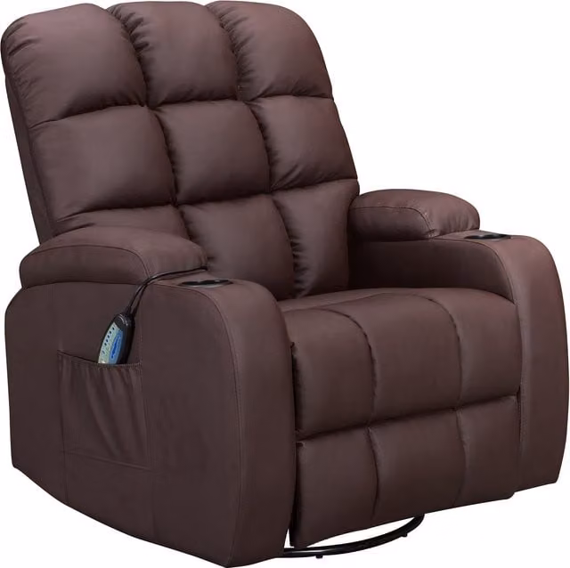 WestWood Brown PU Leather Massage Cinema Recliner Sofa Chair