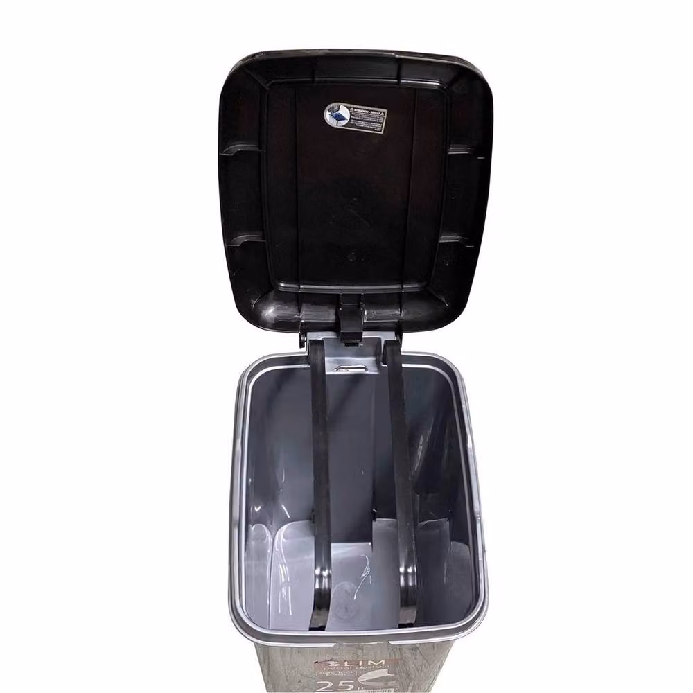 PAWNORA 25L Plastic Pedal Kitchen Waste Bin in Grey and Black, H: 46 cm, W: 36 cm – 2