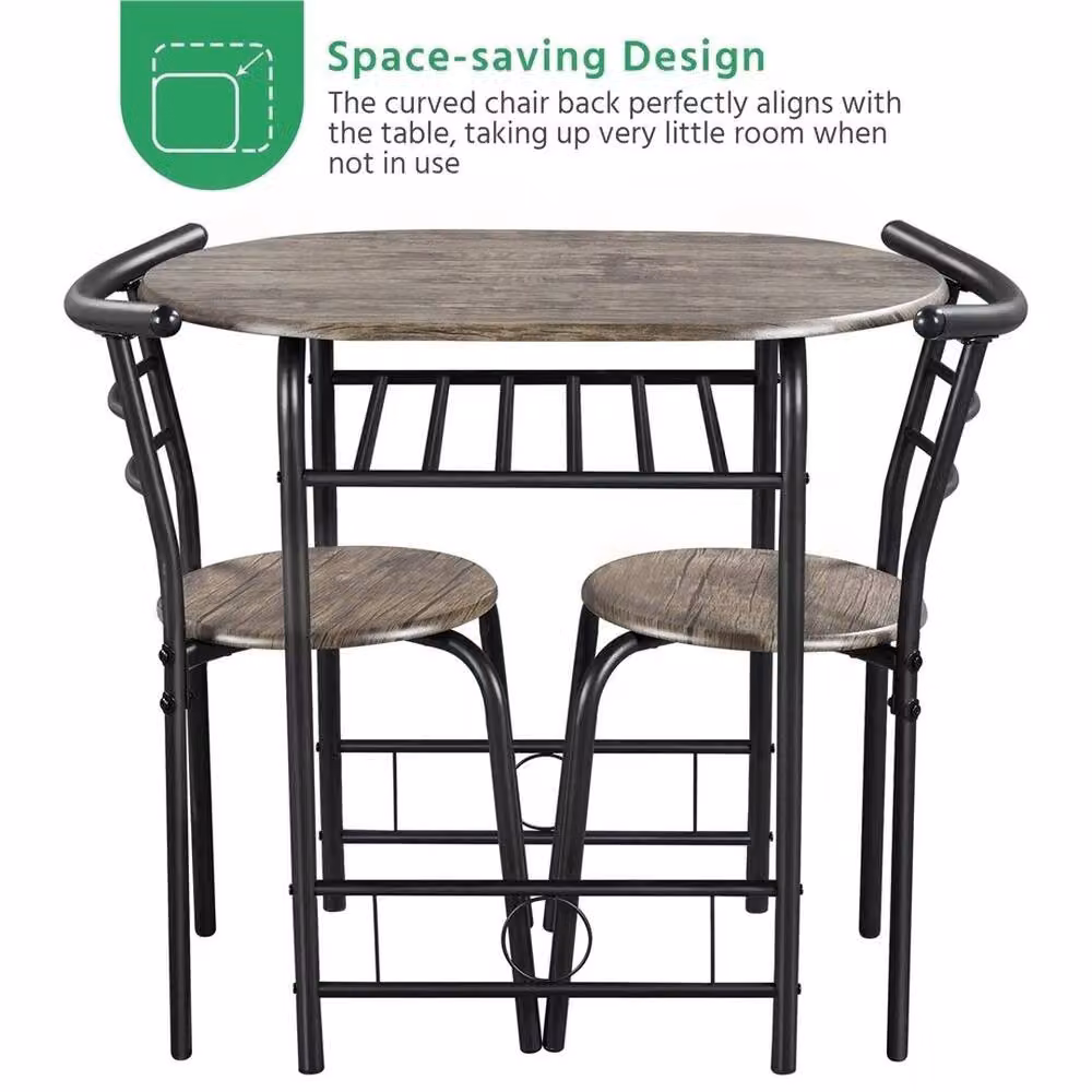 Kelvenix Compact Round Dining Room Set in Light Brown – 3