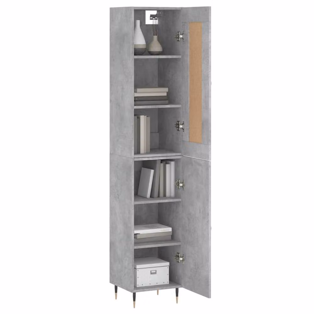 Berkfield Home Highboard in Concrete Grey, W: 34.5 cm, D: 34 cm, H: 180 cm – 2