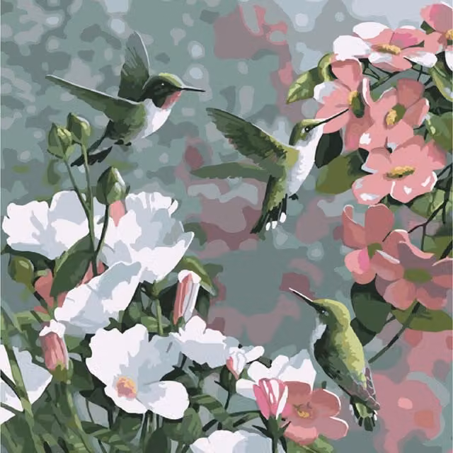 Syntego Hummingbird Diamond Painting Kit in Multicolour and Yellow