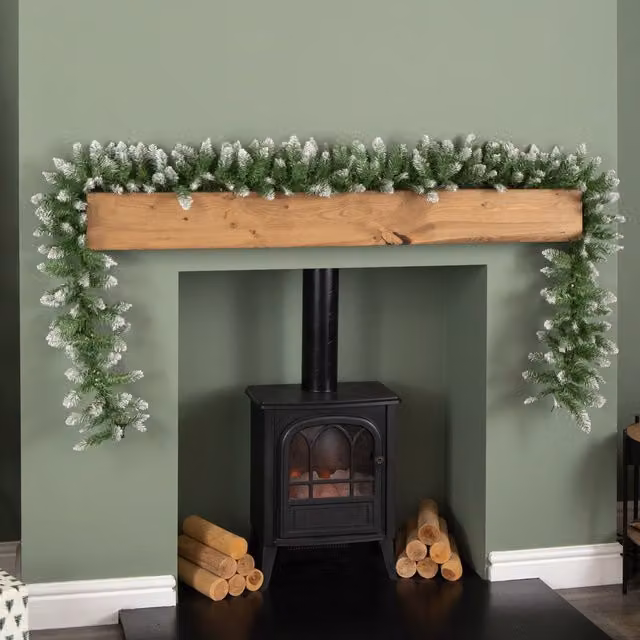 Samuel ALEXANDER 2.7m Snowy Plain Green Christmas Garland with 200 Tips, Width: 25 cm – 1