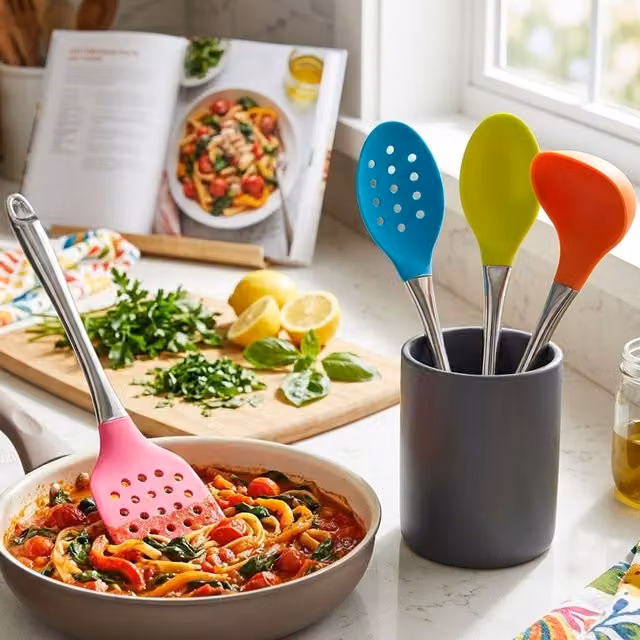 Orsina 4 Piece Colourful Utensil Set with Hanging Loops, Multicolour and Transparent – 2
