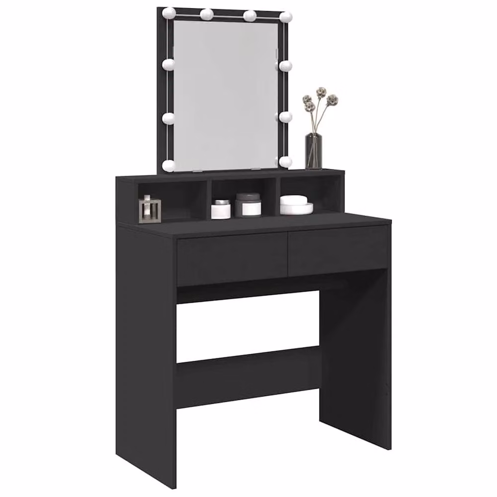 Berkfield Home Hollywood LED Dressing Table in Black, W: 80 cm, D: 41 cm, H: 144.5 cm – 4