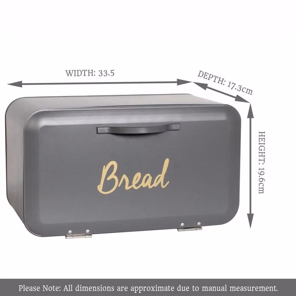FLAVORA Grey Metal Open Front Bread Bin and Loaf Storage Box – 2