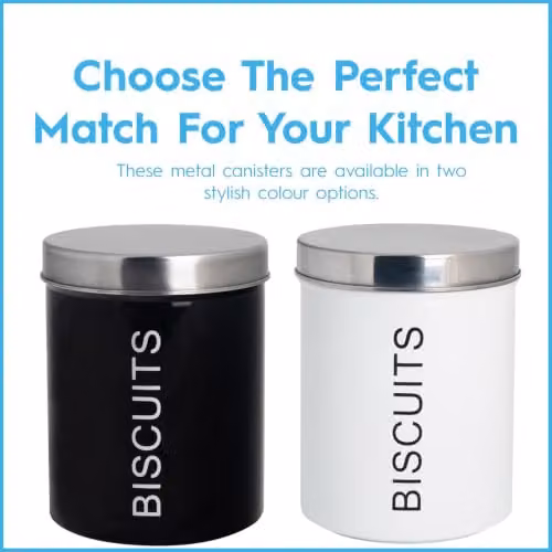 Harbour Housewares Metal Biscuit Tin in Black with Airtight Lid – 6