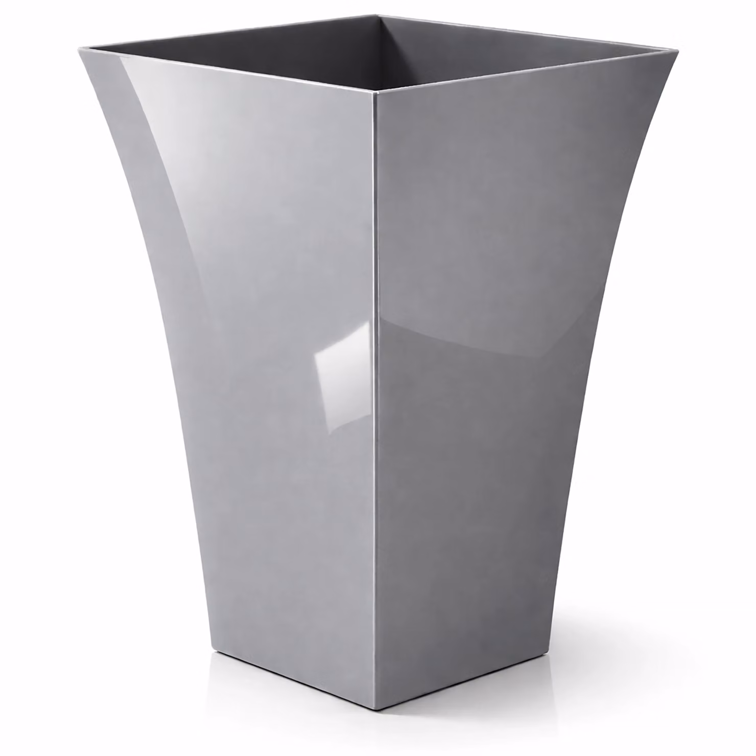 Simpa Milano Tall Square Plastic Plant Pots, Set of 2, Silver, H: 45 cm, W: 30 cm, D: 19 cm – 3