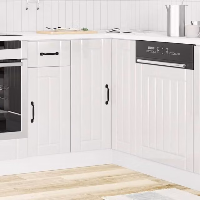 Berkfield Home Lucca High Gloss White Kitchen Corner Base Cabinet