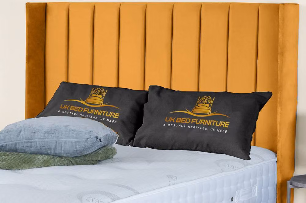 UK Bed Furniture Victoria End Lift Divan Ottoman Bed with 54 Inch Headboard in Yellow Velvet, W/D/H: 140 x 200 cm – 2